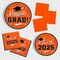Graduation Party Plates and Napkins Graduation Party Supplies Orange Disposable Paper Plates Luncheon Napkins Cocktail Napkins for Congrats Grad Party Decorations, Serve 50
